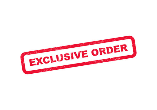 Red textured rubber stamp with the words exclusive order inside a frame isolated on transparent background
