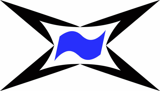 Abstract Blue Wave Inside Starburst Shape, Modern Graphic Design