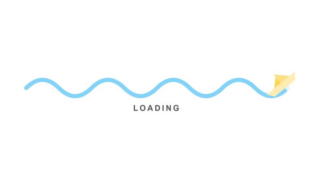 Creative Minimalist Loading Progress Bar with Origami Paper Boat Sailing on Blue Waves Animation