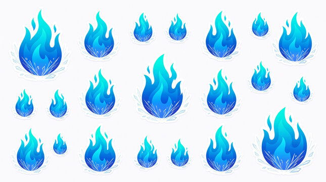 Collection d&rsquo;ic&ocirc;nes de flammes bleues stylis&eacute;es