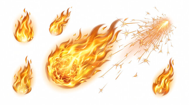 Collection de boules de feu et flammes avec &eacute;tincelles