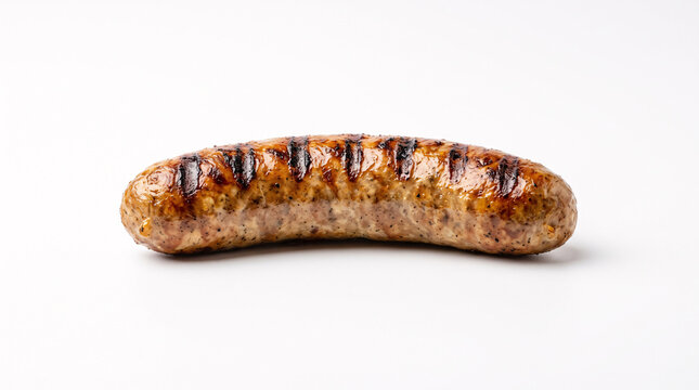 Saucisse grill&eacute;e isol&eacute;e sur fond blanc