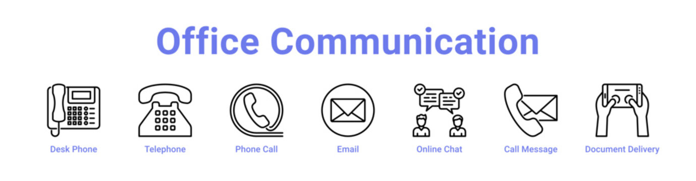 Office Communication Web Icon in banner collection with line art collection