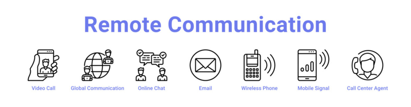 Remote Communication Web Icon in banner collection with line art collection