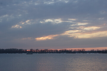 Fototapeta premium Sunset over the river Volga. Samara, Russia.