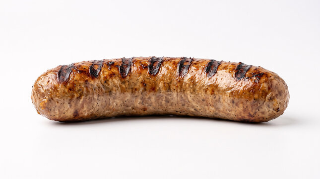 Saucisse grill&eacute;e isol&eacute;e sur fond blanc
