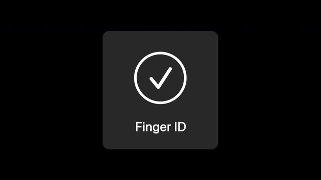Biometric Fingerprint Recognition UI Animation with Verification Checkmark Concept