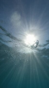 Underwater View of the Sun and Rising Bubbles Generative AI