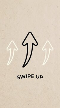 Staggered Swipe Up Arrows Cascade Animation Hand Drawn Paper Background.