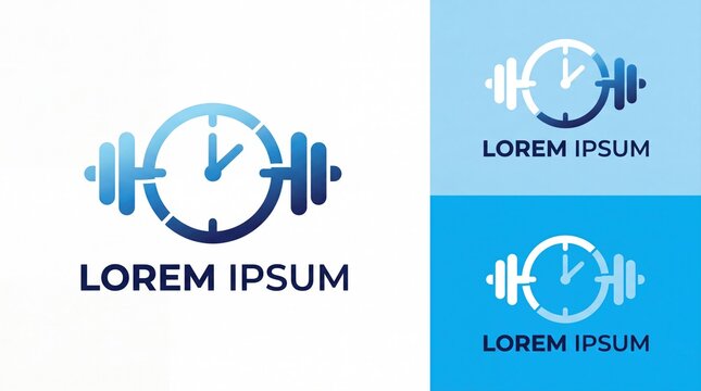 Minimalist fitness time logo design concept with three different background