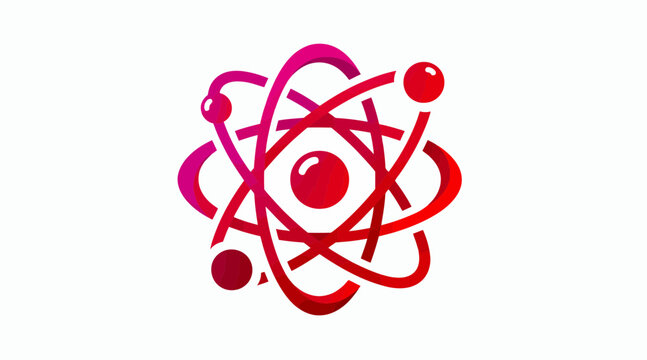 Red and pink atom icon showing scientific orbits.