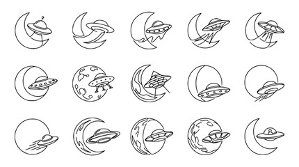 UFOs and Planets Collection: Cosmic Encounters with Flying Saucers and Celestial Bodies © Petrik