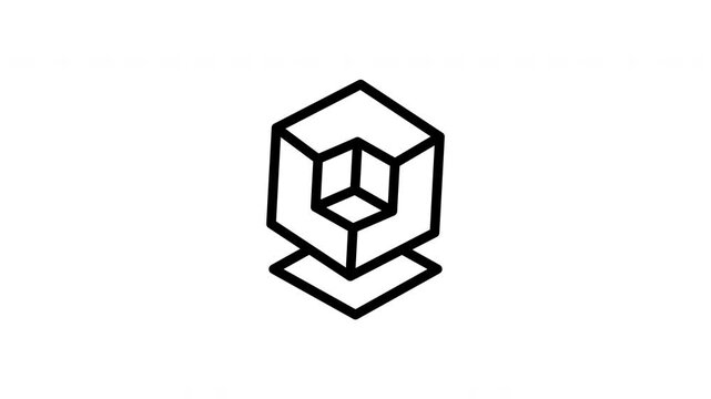 3D cube engineering design modeling technical CAD structure vector graphic symbol