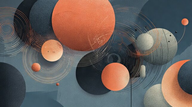 geometric design featuring circular meta elements merging and stretching, bubble-like shapes for UI and branding