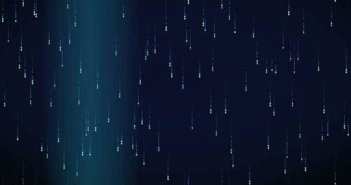 Binary code rain animation with violet glow and falling digits, creating a futuristic digital background.