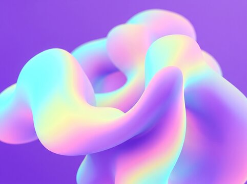 Abstract 3D holographic fluid shape with iridescent colors abstract holographic iridescent gradient