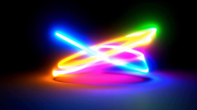 Abstract Rainbow Light Waves with Vibrant Neon Colors and Glowing Lines
