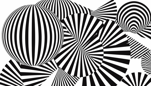 Abstract Optical Illusion Art with Black and White Stripes