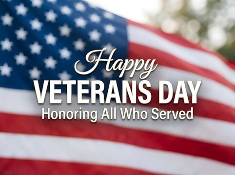 Honoring american veterans day with a blurred stars and stripes background