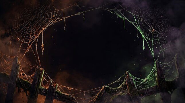 Halloween horror cobweb border frame design for spooky seasonal celebration