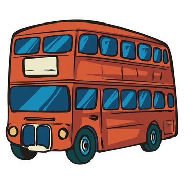 Red Double Decker Bus London Illustration