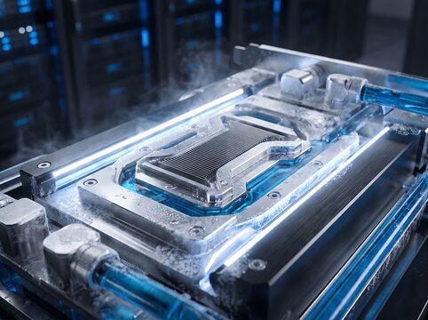 High performance computer hardware component with liquid cooling system processor computer hardware performance electronic datacenter component