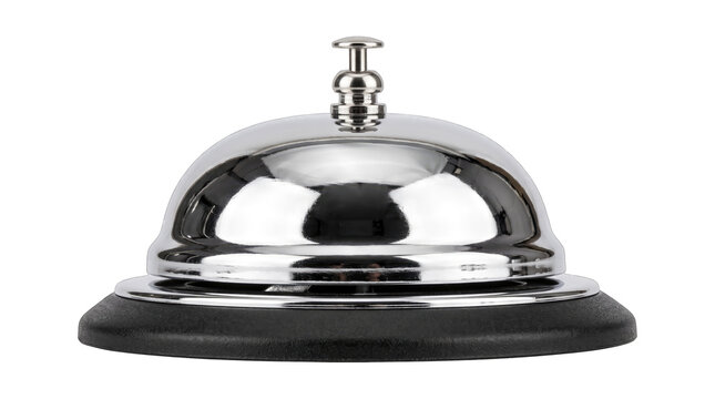 Silver Service Bell Reception Desk PNG Isolated on a transparent background