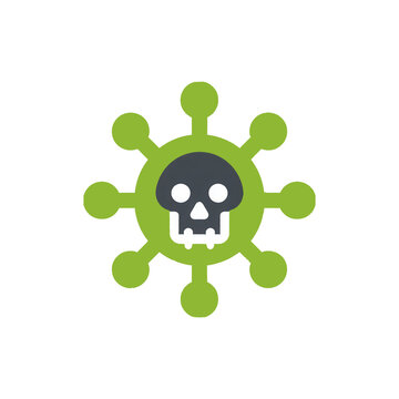 A green virus icon with a black skull in the center, symbolizing deadly or toxic infection