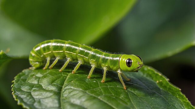 green caterpillar on a leaf