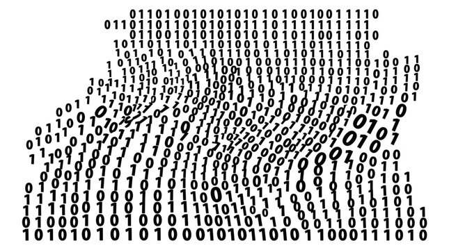 Binary code digits forming abstract digital data block