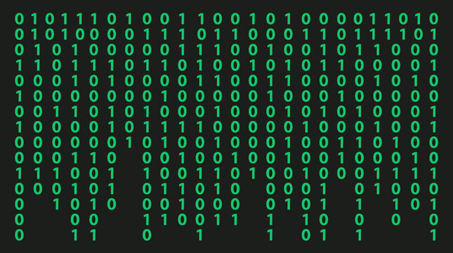 Green binary code pattern representing digital data and programming