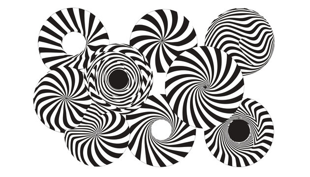Abstract Optical Illusions: Black and White Swirl Patterns