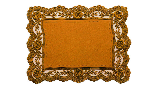 Vintage golden lace frame isolated on transparent background