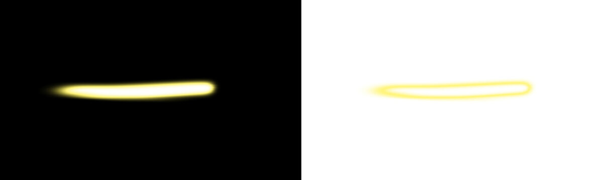 Glowing yellow light streak effect isolated on transparent background