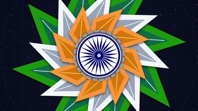 National celebration for independence day india with rotating floral star