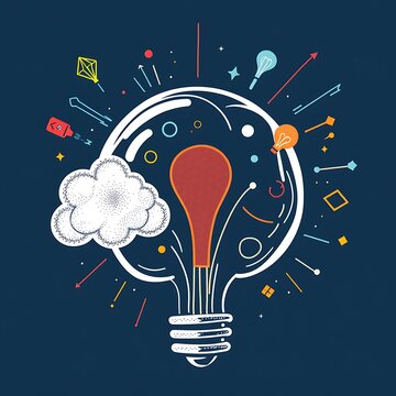 Creative Idea Generation with Lightbulb Illustration.