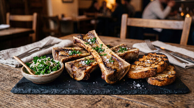 Roasted Beef Bone Marrow Parsley Editorial Meat Photography