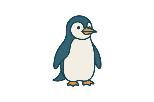 Cute Penguin Flat Vector Illustration