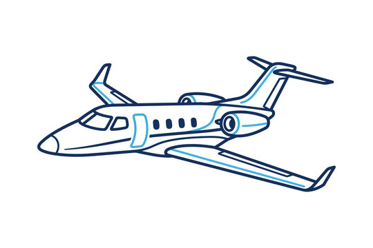 Private Jet Outline Vector Illustration