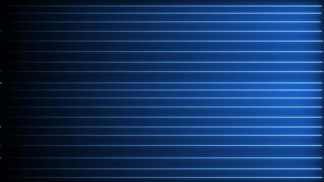 Multiple bright blue neon horizontal lines are arranged in a grid-like pattern against a dark background with a distinct vertical division of light and shadow.
