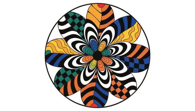 Abstract Geometric Flower Mandala with Vibrant Pattern