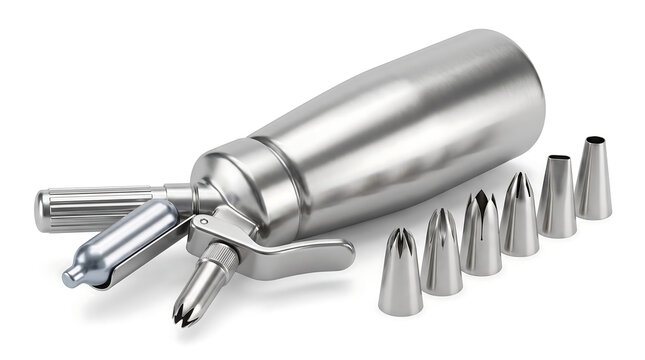 Professional Stainless Steel Whipped Cream Dispenser with Piping Nozzles