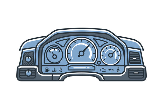 Car Dashboard Instrument Cluster Vector Illustration