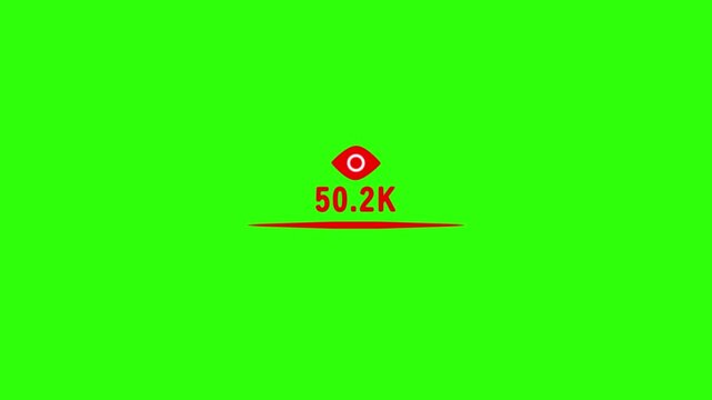 100k views counter animation with icon display for audience tracking analytics.
