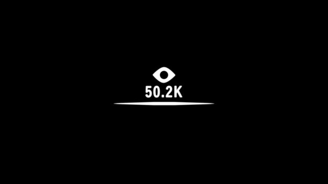 100k views counter animation with icon display for audience tracking analytics.
