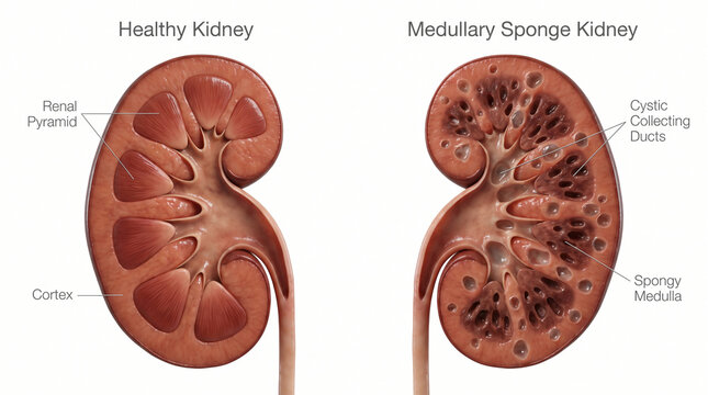 3D Anatomy of Medullary Sponge Kidney Disease Versus Healthy Organ