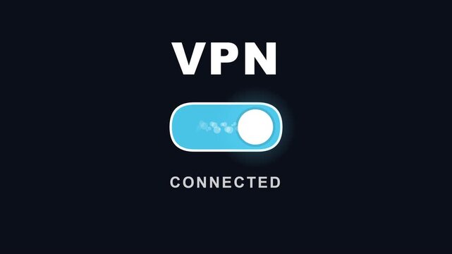 VPN Connected Icon Toggle Switch on Dark Background Graphic Animation