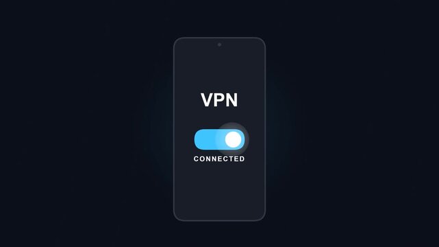 VPN Connection Interface on Smartphone Mobile App Screen 3D Render