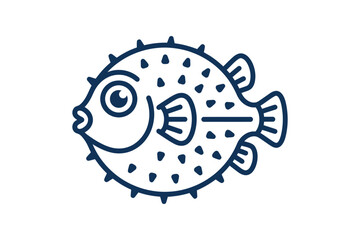 Minimalist Puffer Fish Vector Icon © yogi