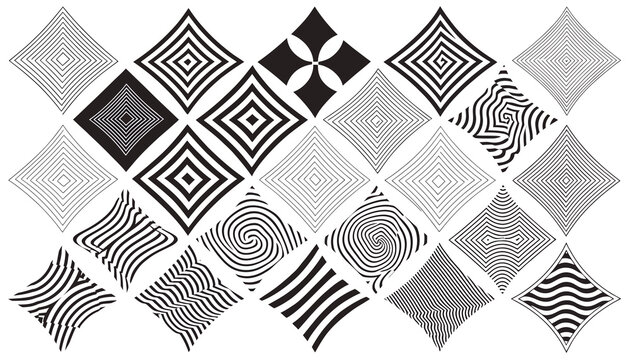 Abstract Geometric Pattern Designs, Rhombus Shapes, Optical Illusion Art